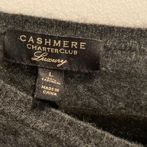 CHARTER CLUB CASHMERE Dark Gray V-Neck Sweated